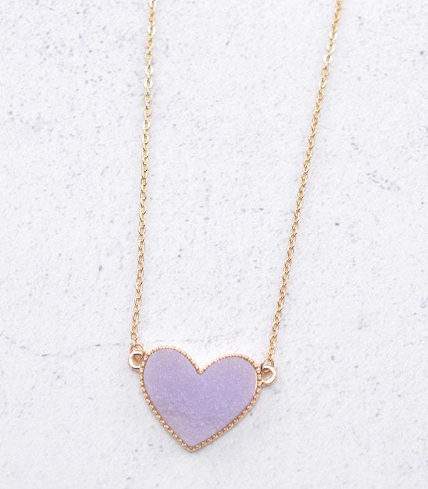 <font color=red>VALENTINE'S</font> :: Wholesale Druzy Heart Necklace