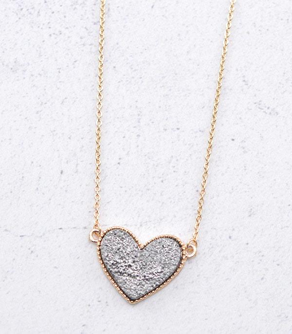 <font color=red>VALENTINE'S</font> :: Wholesale Druzy Heart Necklace