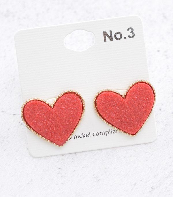 <font color=red>VALENTINE'S</font> :: Wholesale Druzy Heart Earrings