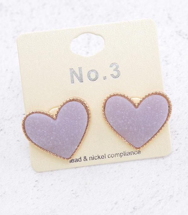 EARRINGS :: POST EARRINGS :: Wholesale Druzy Heart Earrings