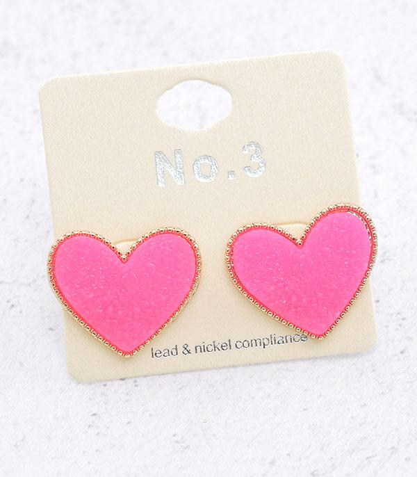 <font color=red>VALENTINE'S</font> :: Wholesale Druzy Heart Earrings