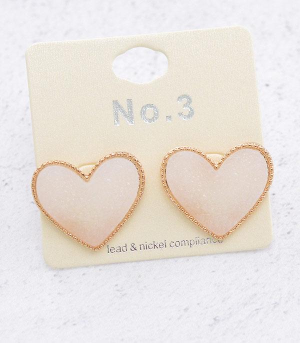 <font color=red>VALENTINE'S</font> :: Wholesale Druzy Heart Earrings