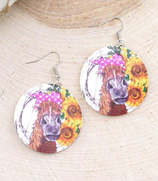 EARRINGS :: WESTERN HOOK EARRINGS :: Wholesale Farm Animal Horse Sunflower Earrings