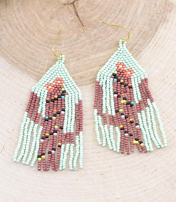 EARRINGS :: TRENDY EARRINGS :: Wholesale Seed Bead Cactus Earrings