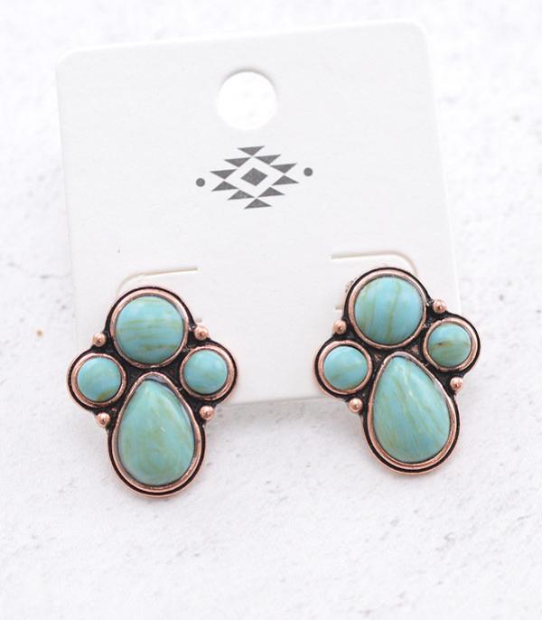 EARRINGS :: POST EARRINGS :: Wholesale Western Turquoise Semi Stone Earrings