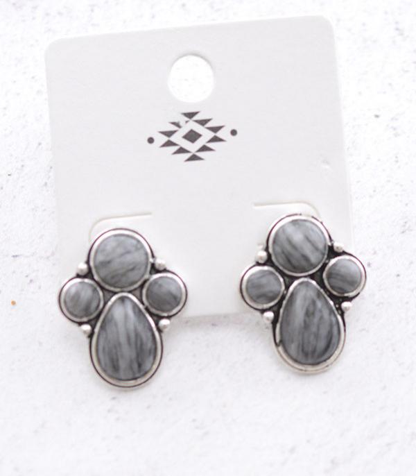 EARRINGS :: POST EARRINGS :: Wholesale Western Semi Stone Stud Earrings