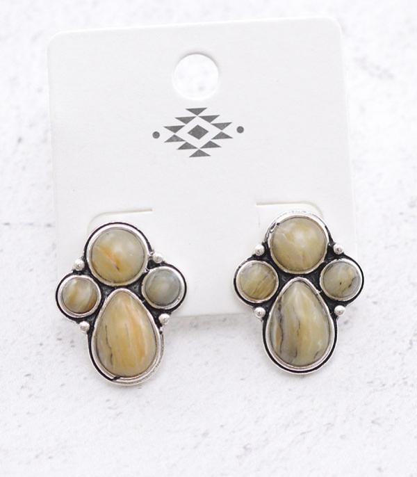 EARRINGS :: POST EARRINGS :: Wholesale Western Semi Stone Stud Earrings