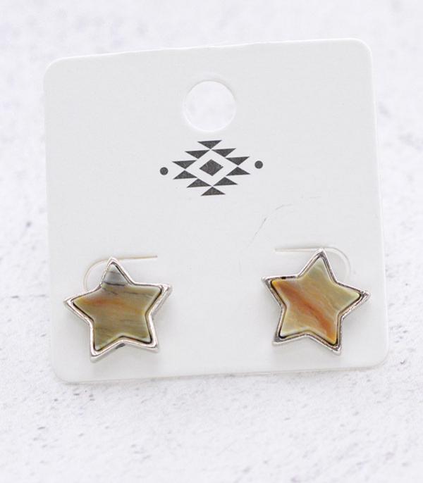 EARRINGS :: POST EARRINGS :: Wholesale Western Semi Stone Star Earrings