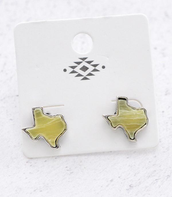 EARRINGS :: POST EARRINGS :: Wholesale Semi Stone Texas Map Stud Earrings