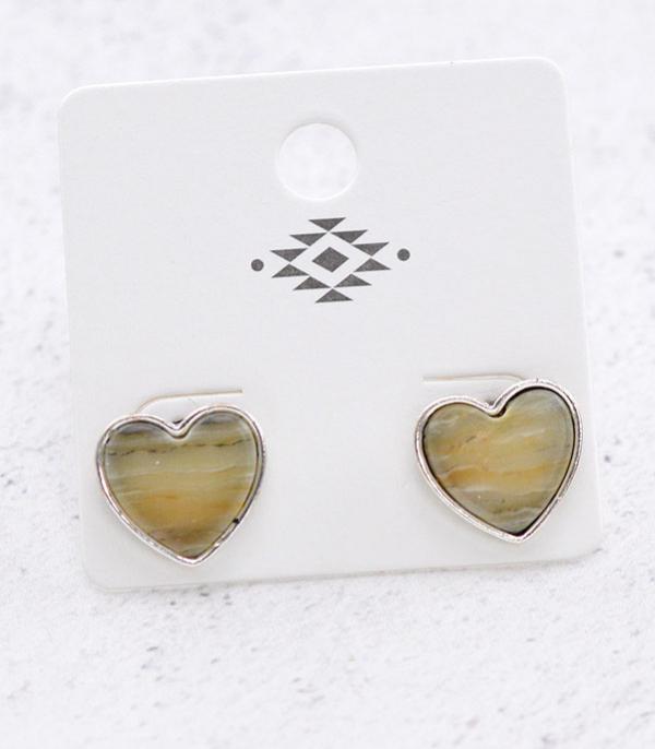 New Arrival :: Wholesale Semi Stone Heart Stud Earrings