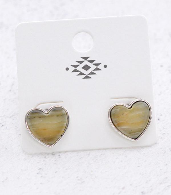 EARRINGS :: POST EARRINGS :: Wholesale Semi Stone Heart Stud Earrings