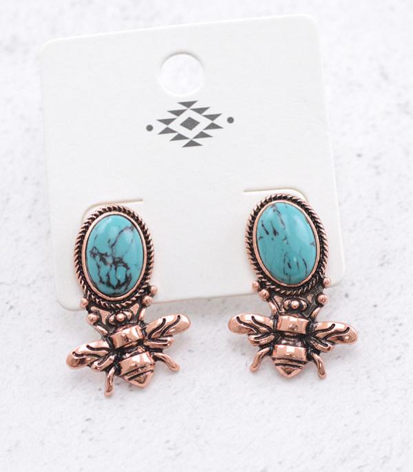 EARRINGS :: WESTERN POST EARRINGS :: Wholesale Western Turquoise Bee Earrings