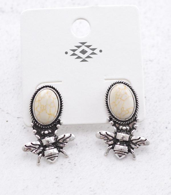 EARRINGS :: WESTERN POST EARRINGS :: Wholesale Western Semi Stone Bee Earrings