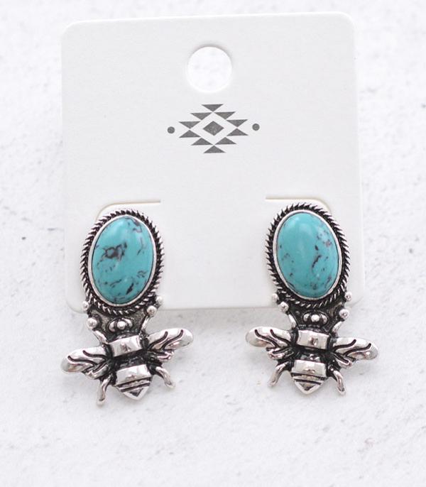 EARRINGS :: POST EARRINGS :: Wholesale Western Turquoise Bee Earrings