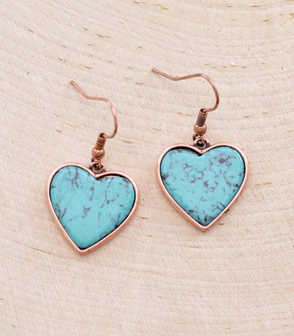 <font color=red>VALENTINE'S</font> :: Wholesale Turquoise Semi Stone Heart Earrings
