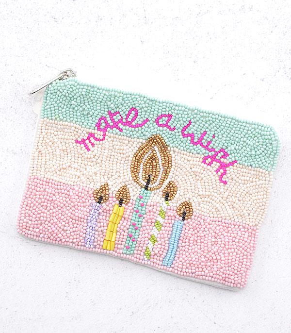 HANDBAGS :: WALLETS | SMALL ACCESSORIES :: Wholesale Beaded Birthday Coin Purse