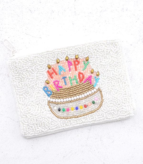 HANDBAGS :: WALLETS | SMALL ACCESSORIES :: Wholesale Seed Bead Birthday Coin Purse