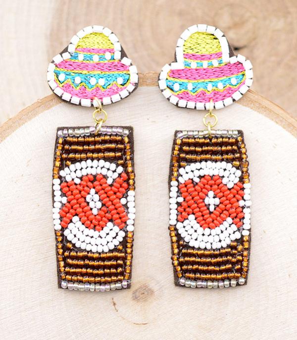 EARRINGS :: TRENDY EARRINGS :: Wholesale Seed Bead Beer Can Earrings