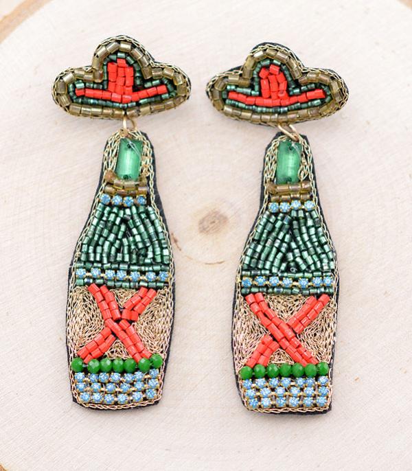 EARRINGS :: TRENDY EARRINGS :: Wholesale Seed Bead Beer Bottle Earrings