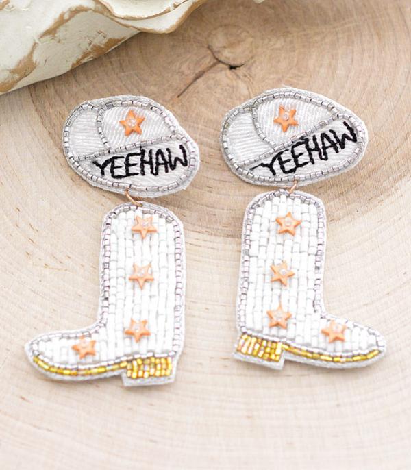 EARRINGS :: WESTERN POST EARRINGS :: Wholesale Seed Bead Cowgirl Boots Earrings