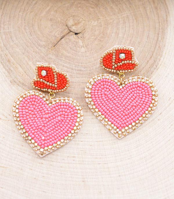 <font color=red>VALENTINE'S</font> :: Wholesale Seed Bead Western Heart Earrings