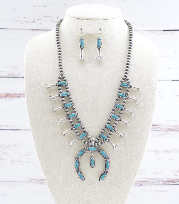 NECKLACES :: WESTERN SQUASH BLOSSOM NECKLACES :: Wholesale Turquoise Squash Blossom Necklace Set