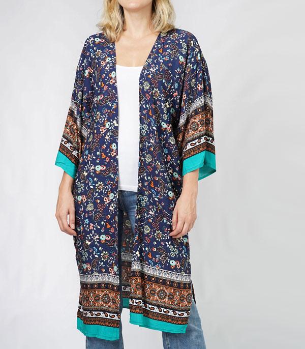 KIMONO I SCARVES :: KIMONO / PONCHO :: Wholesale Floral Paisley Print Kimono