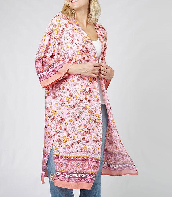 KIMONO I SCARVES :: KIMONO / PONCHO :: Wholesale Floral Paisley Print Kimono
