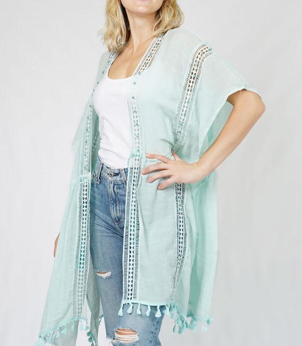 KIMONO I SCARVES :: KIMONO / PONCHO :: Wholesale Pearl Deco Tassel Kimono