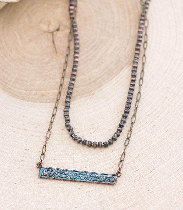 NECKLACES :: TRENDY :: Wholesale Western Scroll Bar Necklace