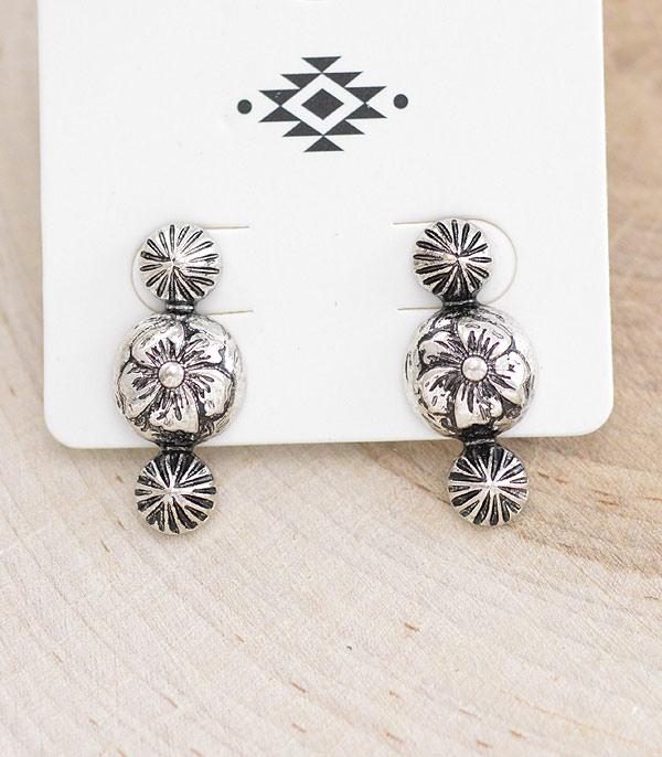 EARRINGS :: WESTERN POST EARRINGS :: Wholesale Western Flower Concho Earrings