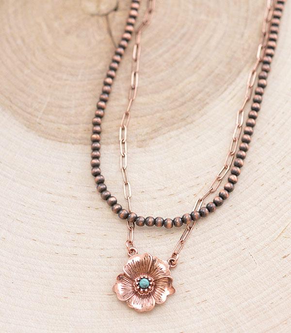 NECKLACES :: TRENDY :: Wholesale Western Flower Layered Necklace