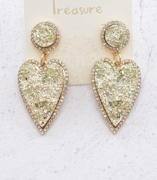 EARRINGS :: TRENDY EARRINGS :: Wholesale Druzy Heart Dangle Earring