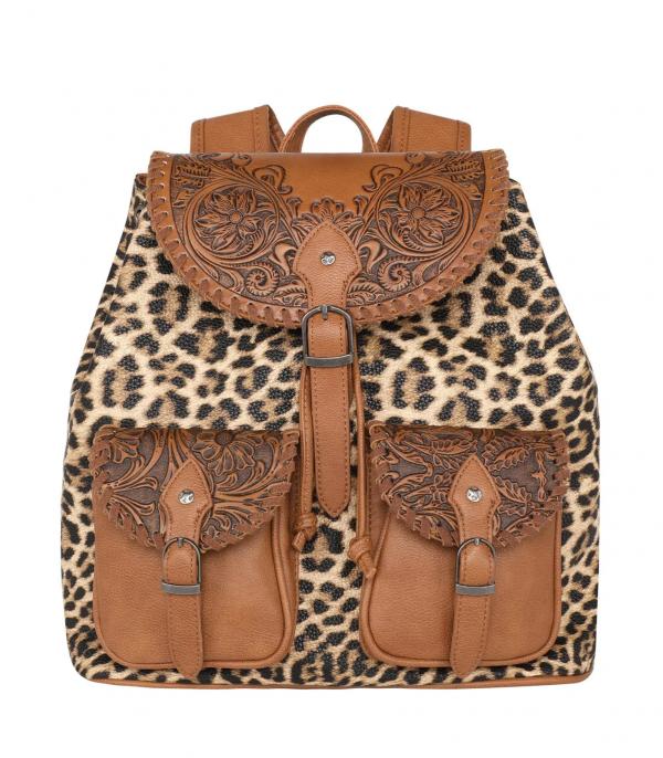 MONTANAWEST BAGS :: WESTERN PURSES :: Wholesale Montana West Leopard Tooled Backpack