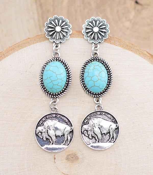 EARRINGS :: WESTERN POST EARRINGS :: Wholesale Tipi Western Coin Drop Earrings