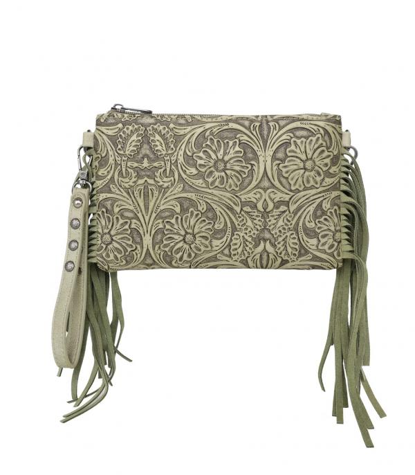 <font color=green>SPRING</font> :: Wholesale Montana West Tooled Fringe Crossbody Bag