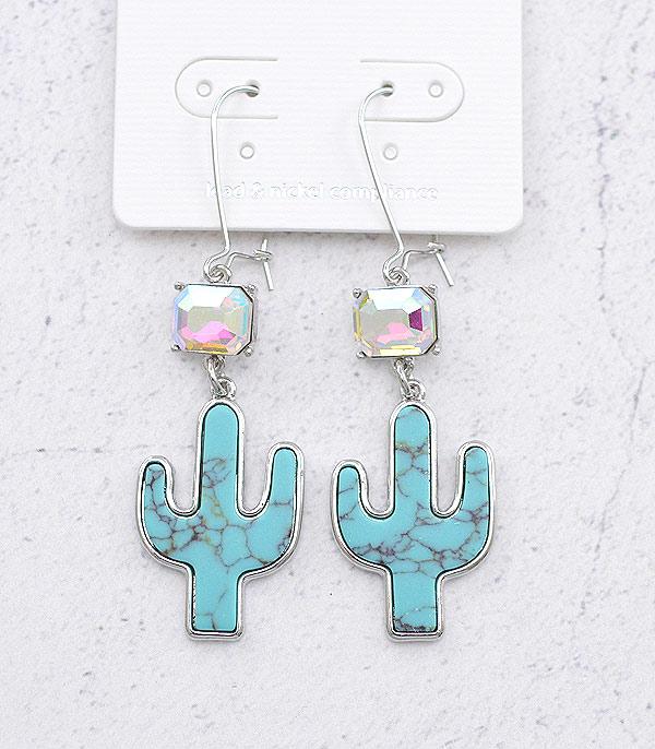 <font color=Turquoise>TURQUOISE JEWELRY</font> :: Wholesale Western Turquoise Cactus Earrings
