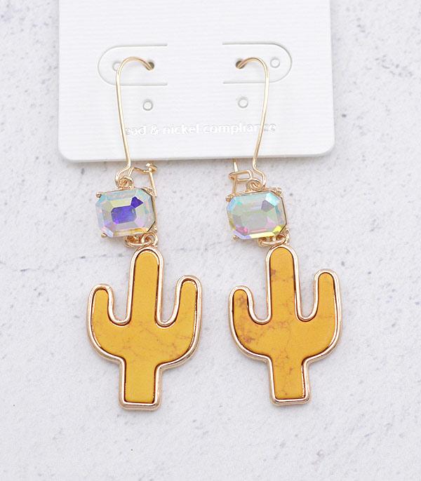 EARRINGS :: WESTERN HOOK EARRINGS :: Wholesale Western Cactus Dangle Earrings