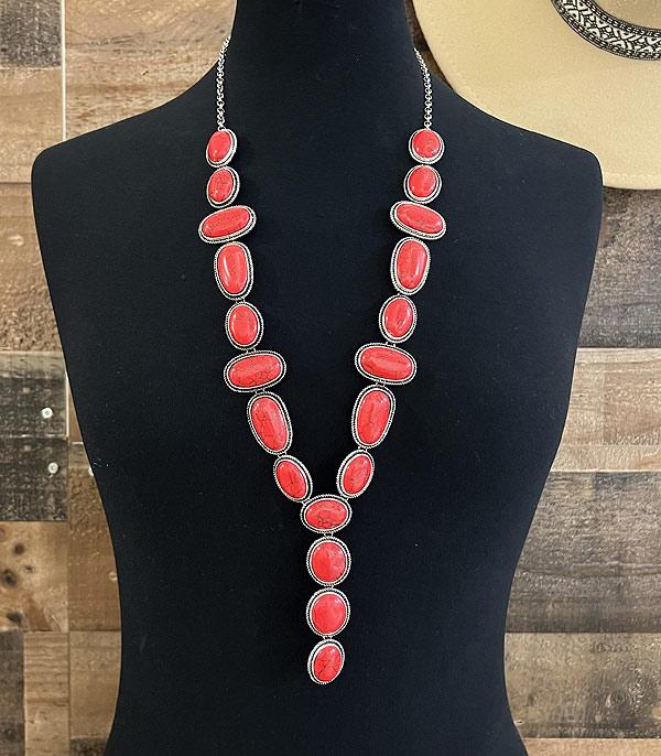 NECKLACES :: WESTERN LONG NECKLACES :: Wholesale Western Semi Stone Statement Necklace