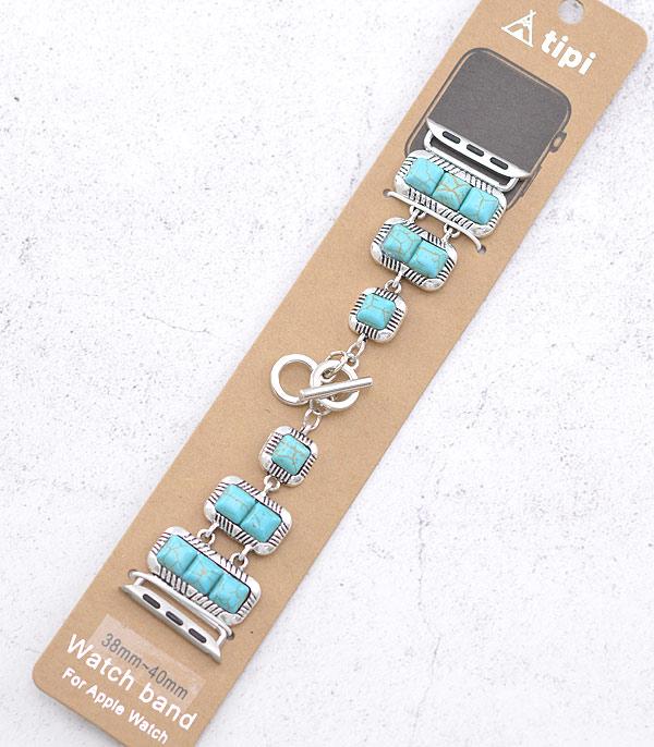 <font color=BLUE>WATCH BAND/ GIFT ITEMS</font> :: SMART WATCH BAND :: Wholesale Tipi Western Turquoise Watch Band