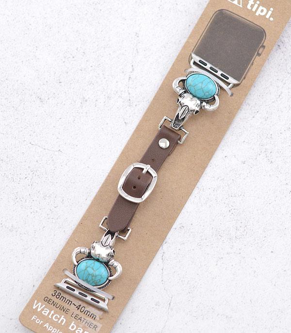 <font color=BLUE>WATCH BAND/ GIFT ITEMS</font> :: SMART WATCH BAND :: Wholesale Turquoise Steer Head Watch Band