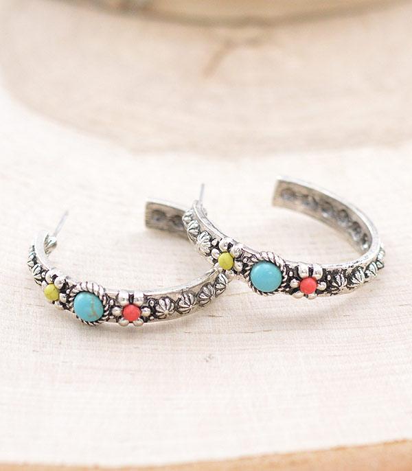 EARRINGS :: HOOP EARRINGS :: Wholesale Western Concho Hoop Earrings