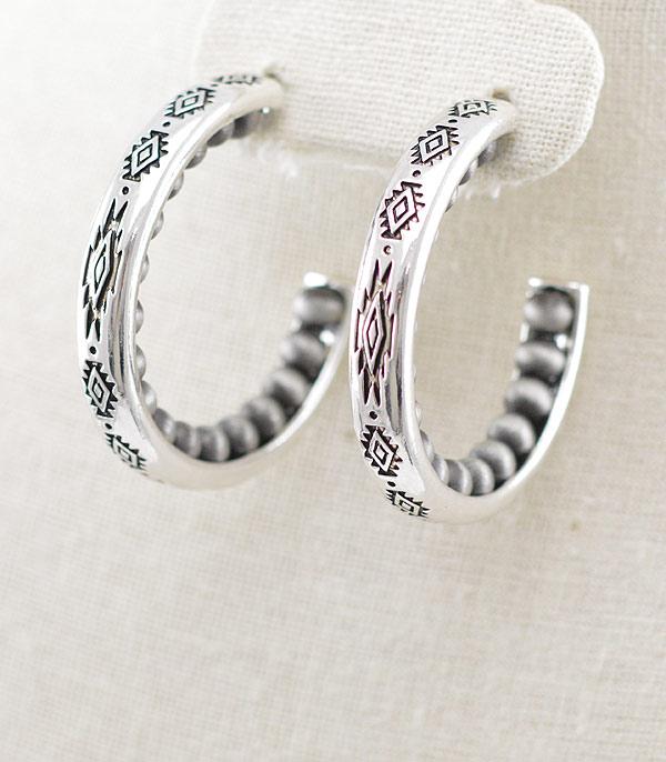 EARRINGS :: HOOP EARRINGS :: Wholesale Aztec Navajo Bead Hoop Earrings