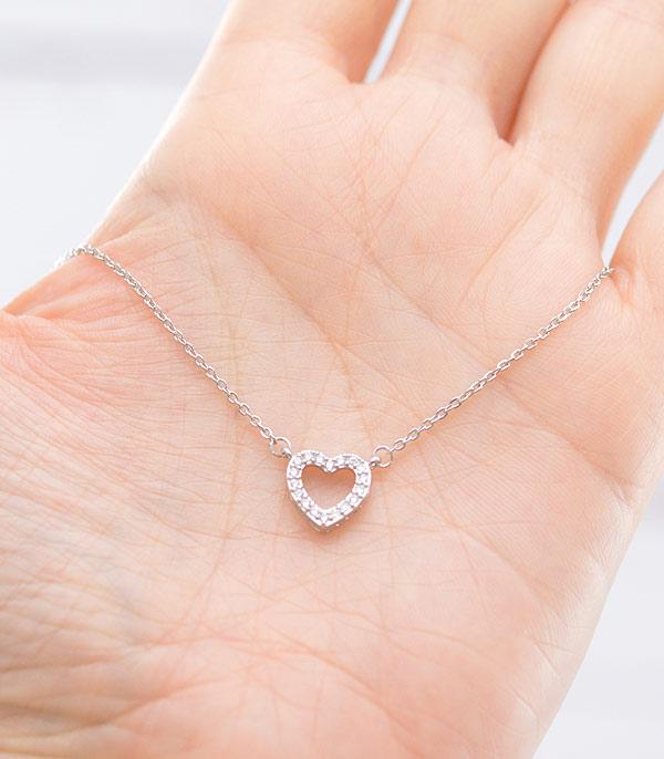<font color=red>VALENTINE'S</font> :: Wholesale Dainty Heart Cubic Zirconia Necklace