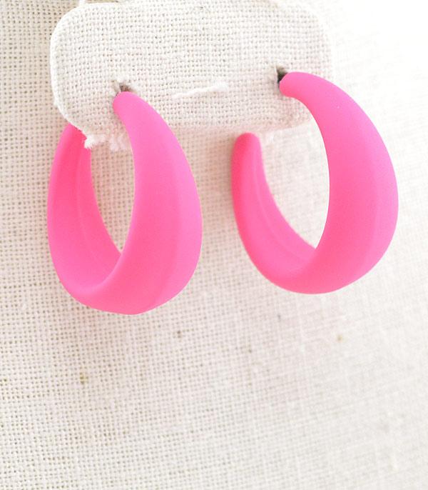 New Arrival :: Wholesale Matte Solid Color Hoop Earrings