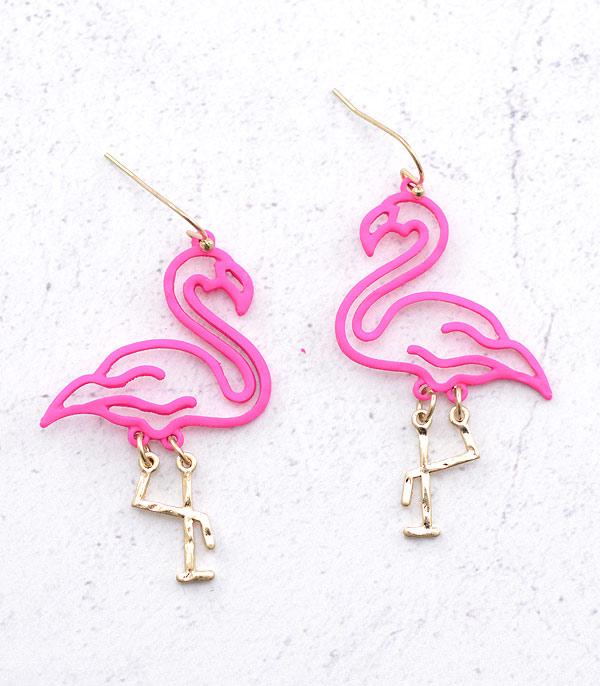 EARRINGS :: TRENDY EARRINGS :: Wholesale Flamingo Dangle Earrings