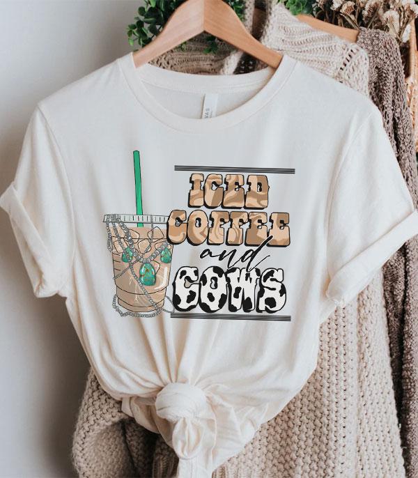 GRAPHIC TEES :: GRAPHIC TEES :: Wholesale Western Iced Coffee Cows Graphic Tshirt