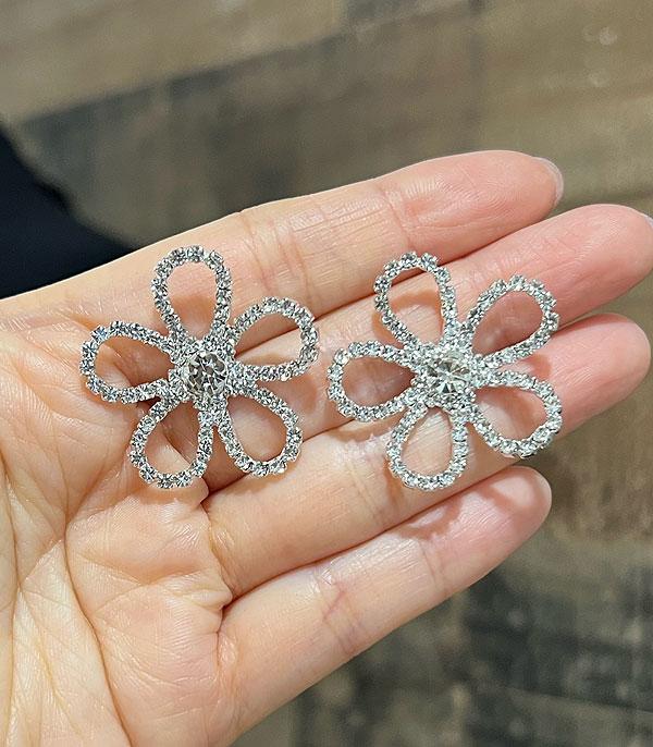 EARRINGS :: POST EARRINGS :: Wholesale Rhinestone Flower Earrings