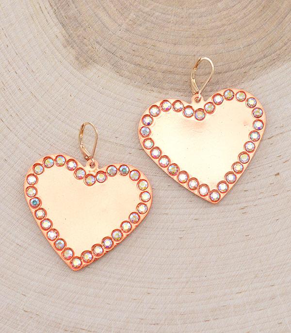 EARRINGS :: TRENDY EARRINGS :: Wholesale Heart Rhinestone Dangle Earrings