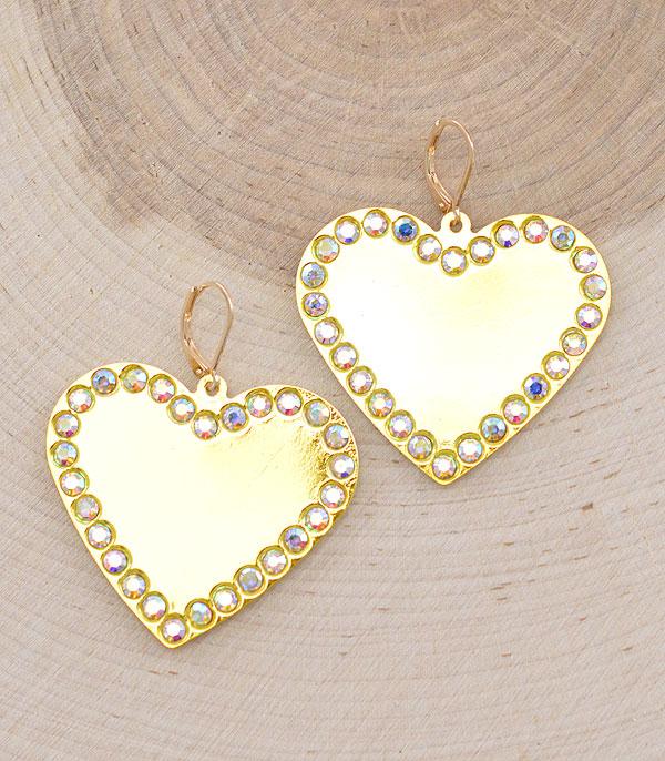 EARRINGS :: TRENDY EARRINGS :: Wholesale Heart Rhinestone Dangle Earrings